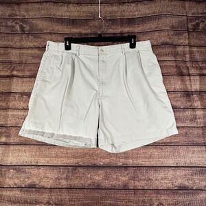 Polo Ralph Lauren Andrew Short Mens 42 Tan Khaki Pleated Chino Made in USA 90s